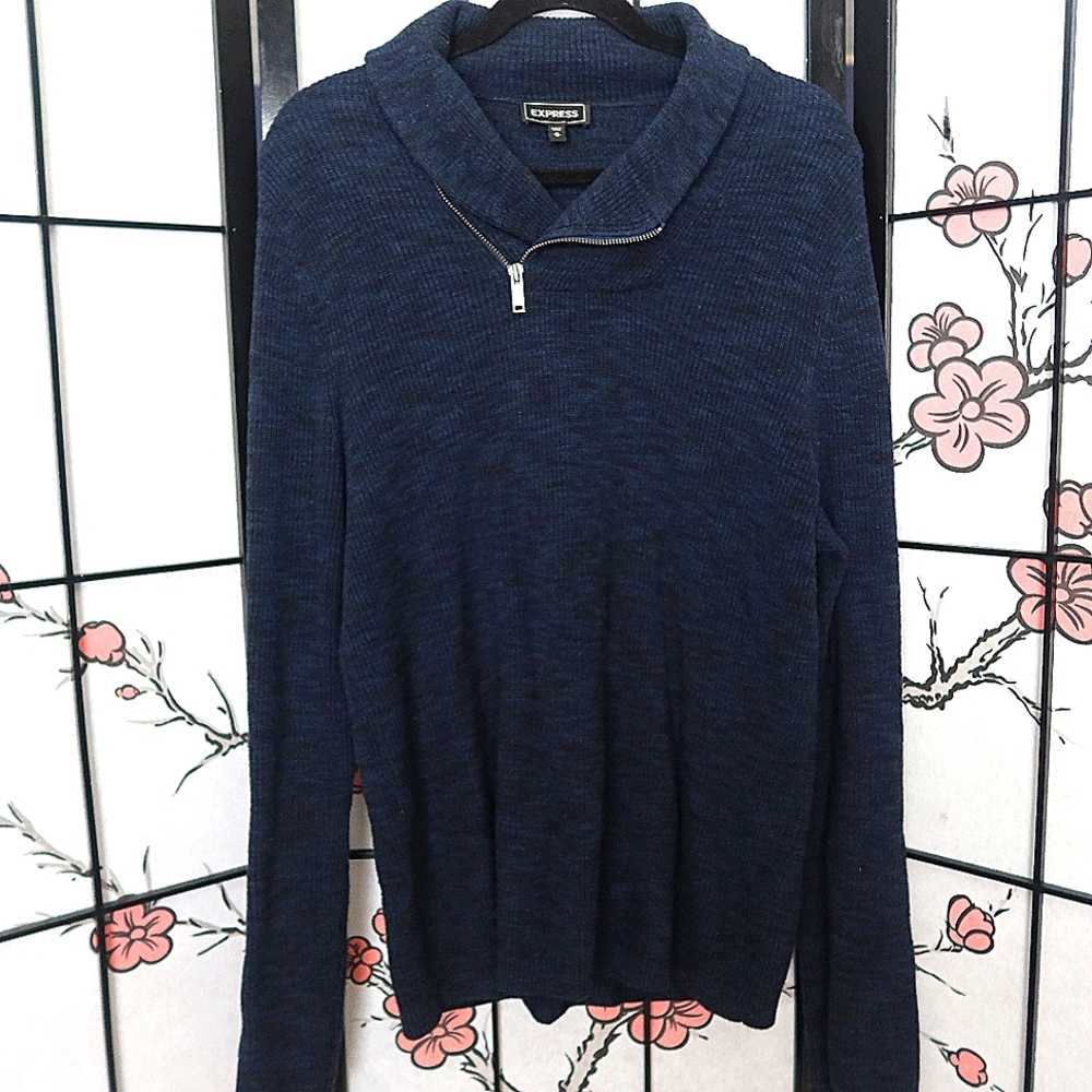 Express Quarter Zip Blue Sweater Size Medium
